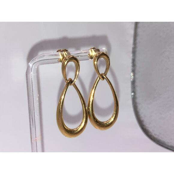 Monet Gold-Tone Connecting Teardrops Dangle 1 3/8" Earrings! - Picture 4 of 8
